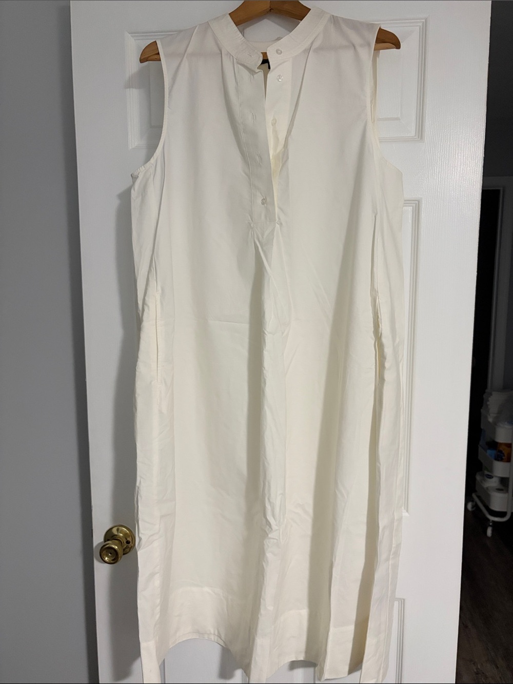 Sleeveless White Shirt Dress